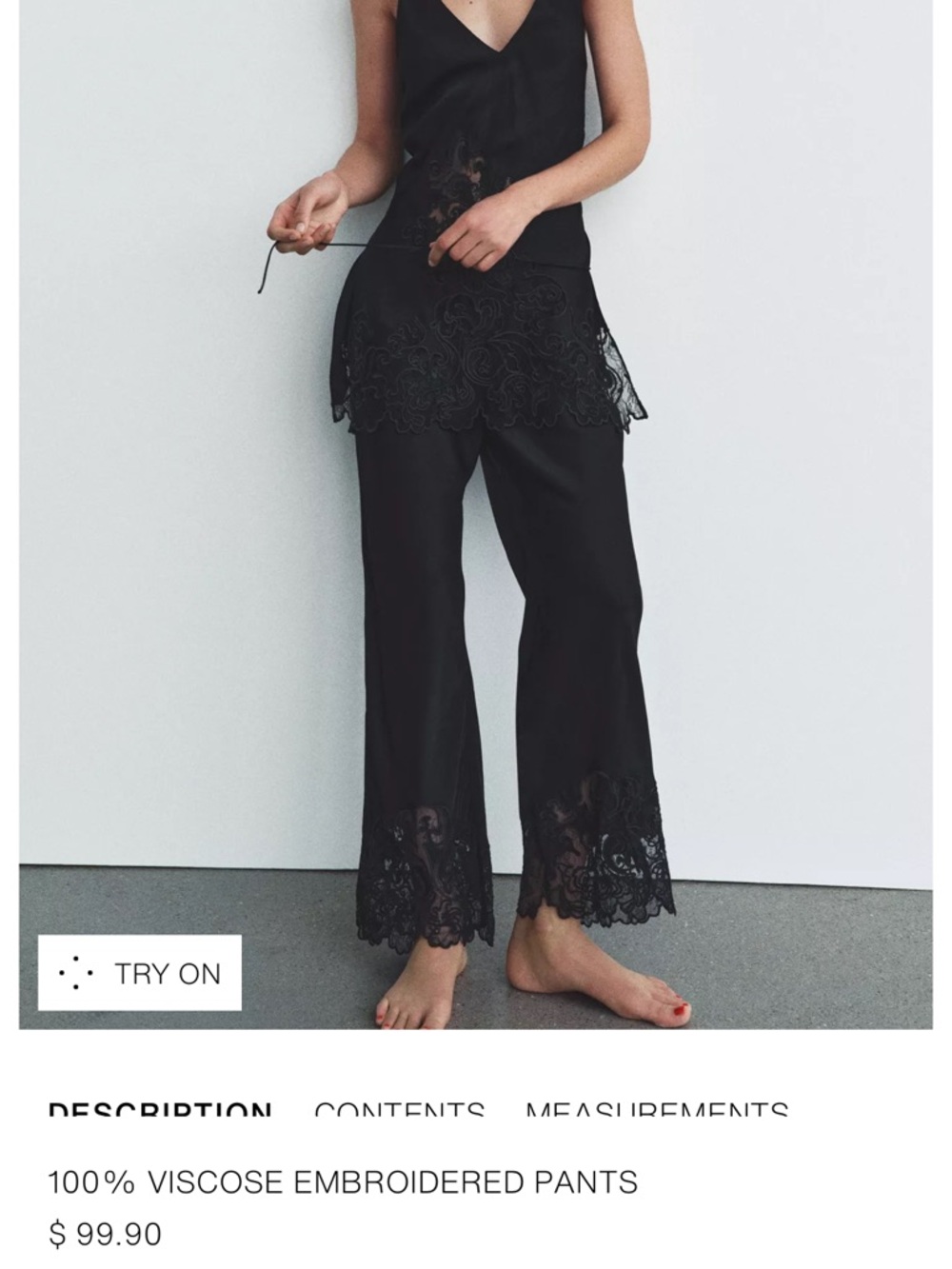 Black Embroidered Lounge Pants